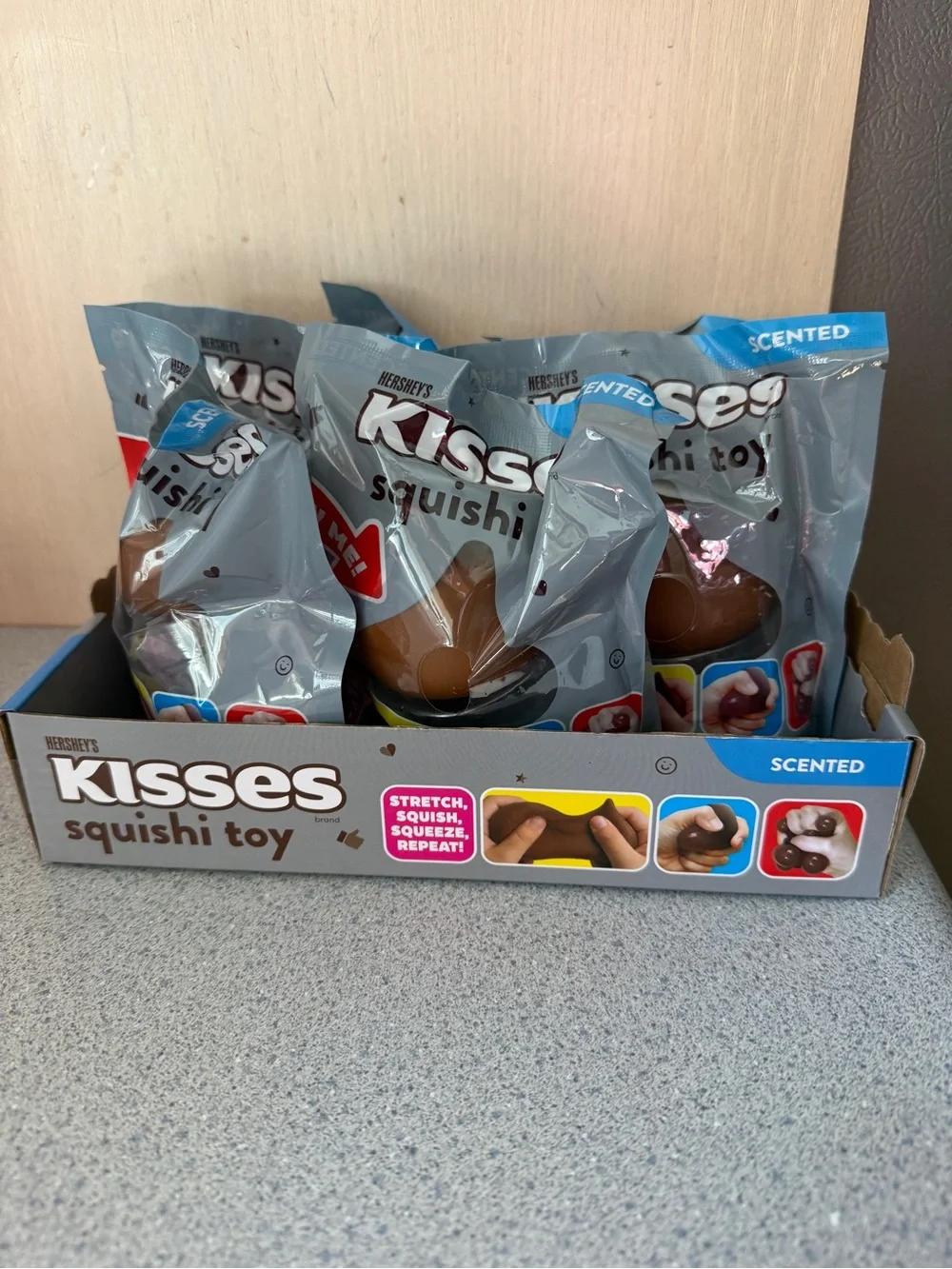 6 Squishy Sensory Toy Hershey's Kiss Chocolate Scented Squishi Store Display Box